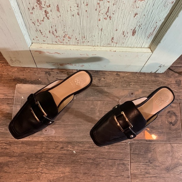 Vintage Vince Camuto Old Money Black Leather W/ Gold Buckle Loafer Size 9.5 - Picture 7 of 12